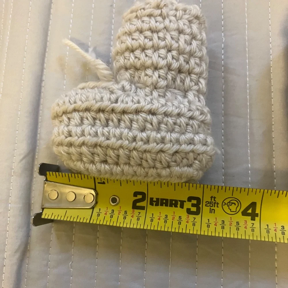 NWOT Handmade Baby Booties Gray w/Gray Ribbon Ties - Size 0-2 Months